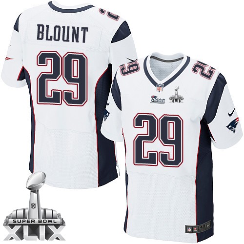 Men's Elite LeGarrette Blount Super Bowl XLIX Nike Jersey White Road - #29 NFL New England Patriots